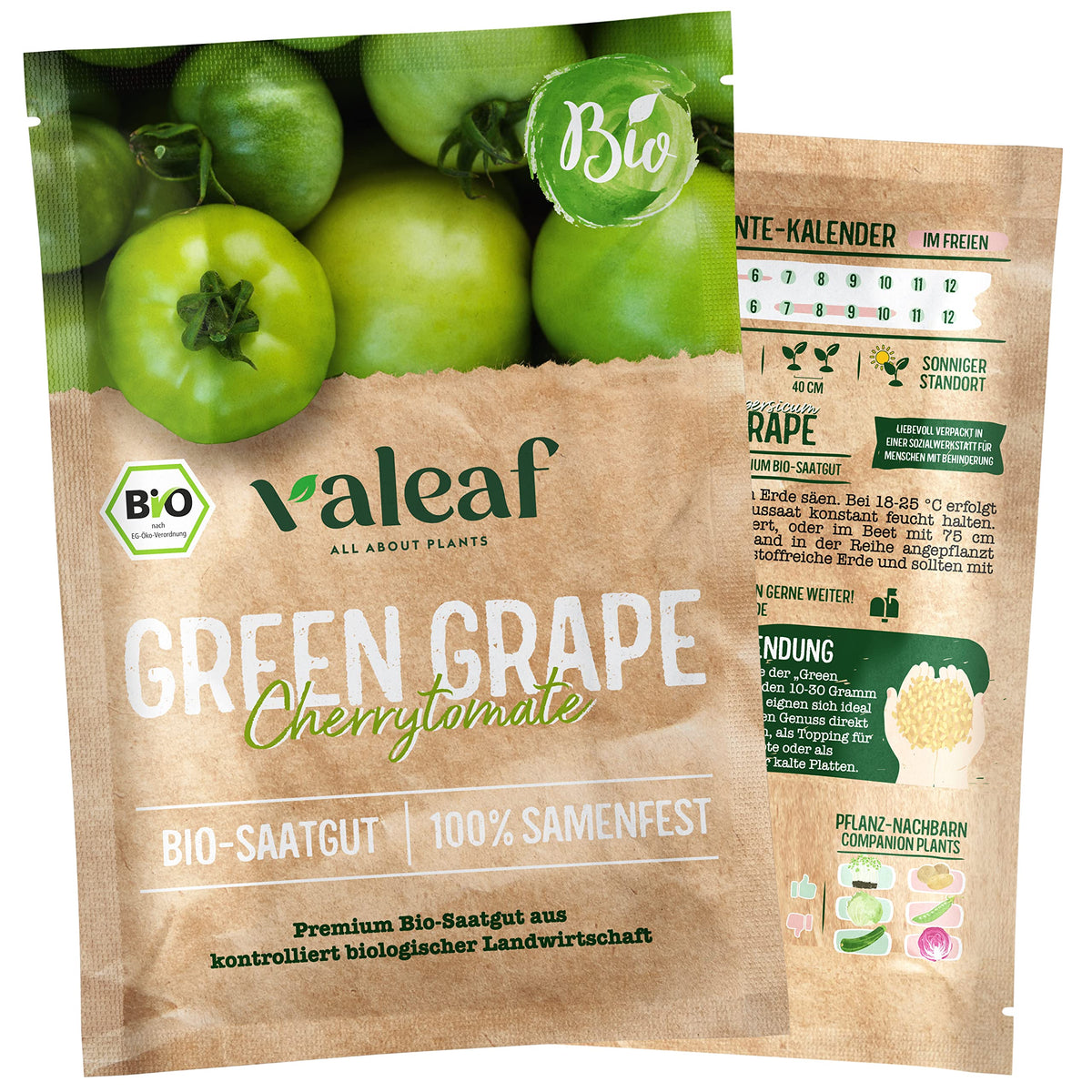 BIO Tomaten Samen – Einzeltütchen – Green Grape (Cherrytomate)